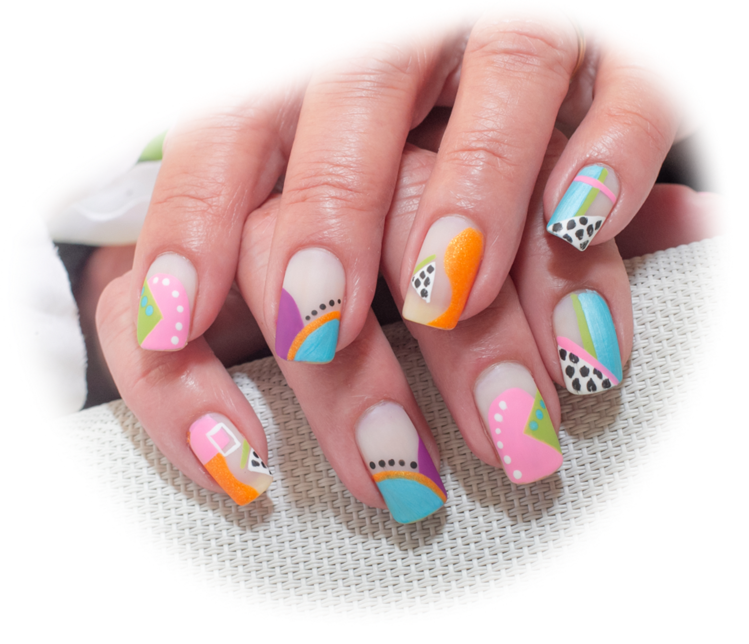 Colorful nail art example