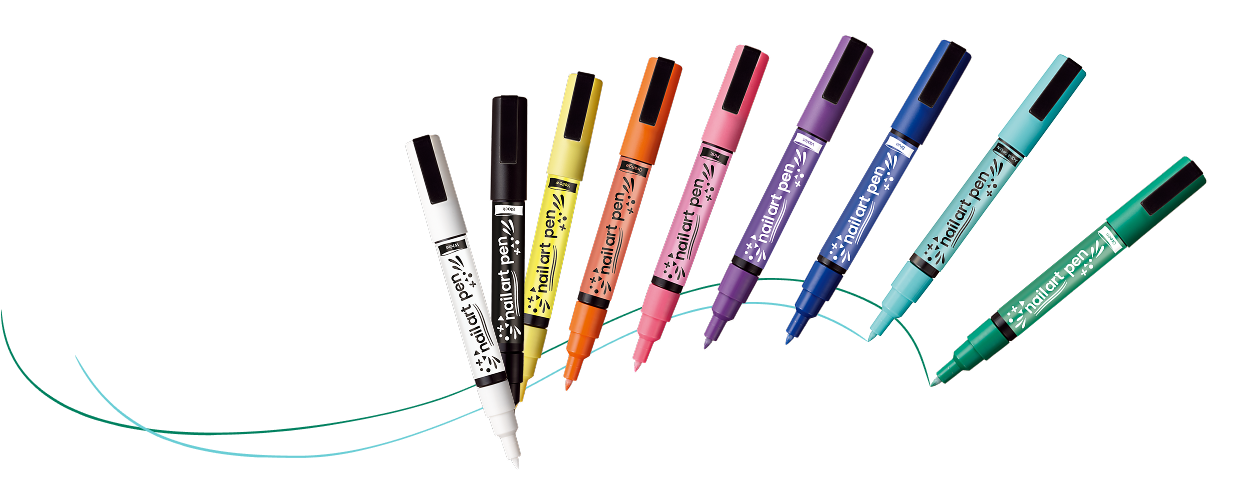 Nail art pens in various colors